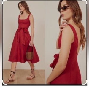 Reformation Garten red linen dress